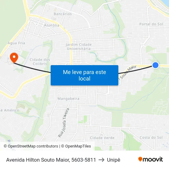 Avenida Hílton Souto Maior, 5603-5811 to Unipê map