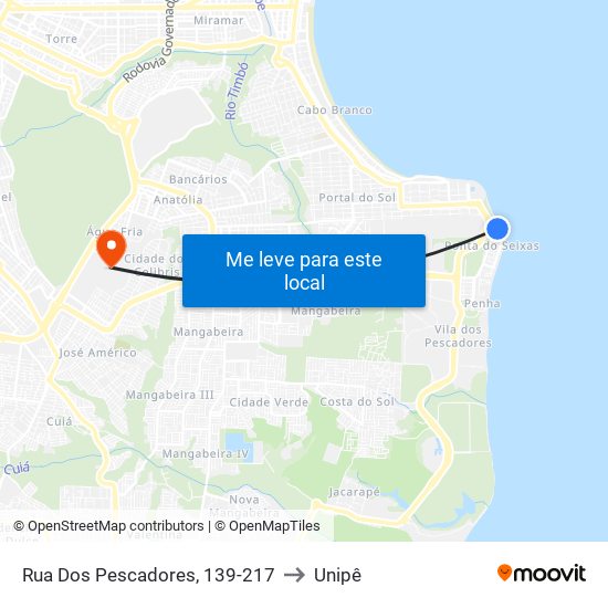 Rua Dos Pescadores, 139-217 to Unipê map