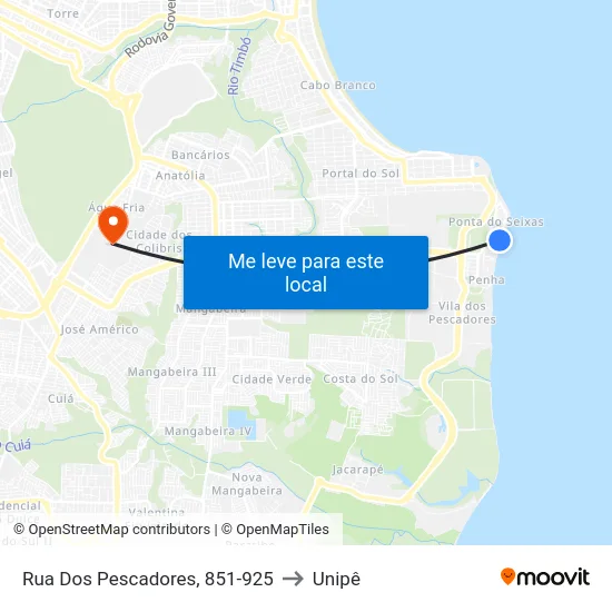 Rua Dos Pescadores, 851-925 to Unipê map