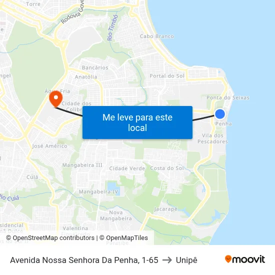 Avenida Nossa Senhora Da Penha, 1-65 to Unipê map