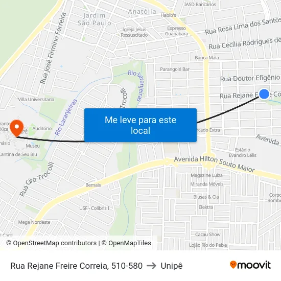 Rua Rejane Freire Correia, 510-580 to Unipê map