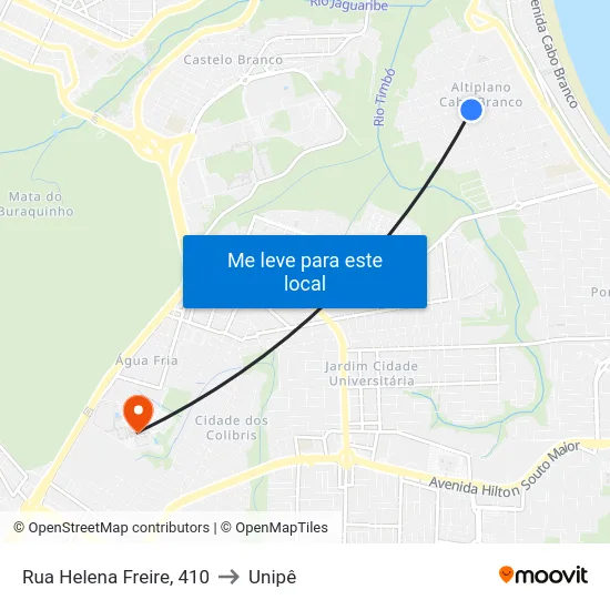 Rua Helena Freire, 410 to Unipê map