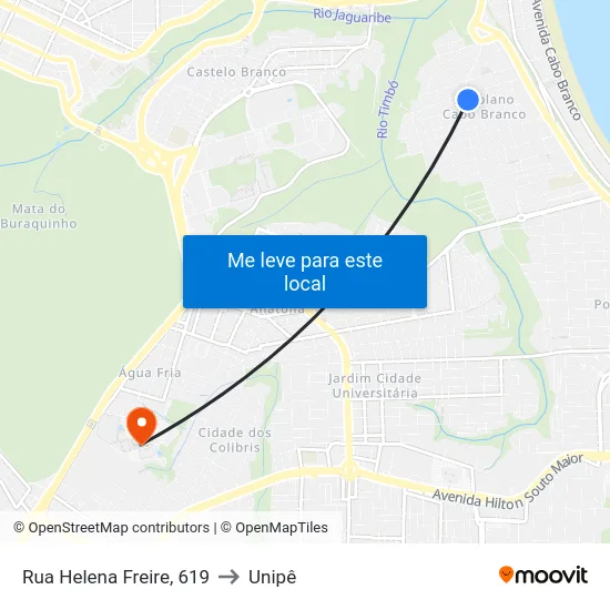 Rua Helena Freire, 619 to Unipê map