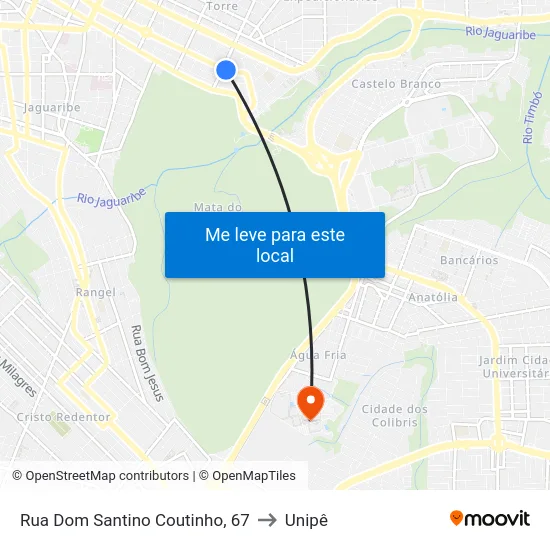 Rua Dom Santino Coutinho, 67 to Unipê map