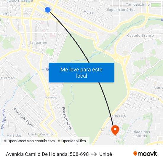 Avenida Camilo De Holanda, 508-698 to Unipê map