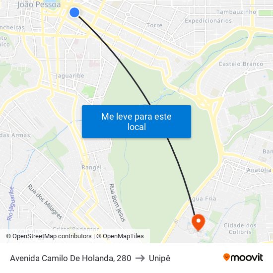 Avenida Camilo De Holanda, 280 to Unipê map