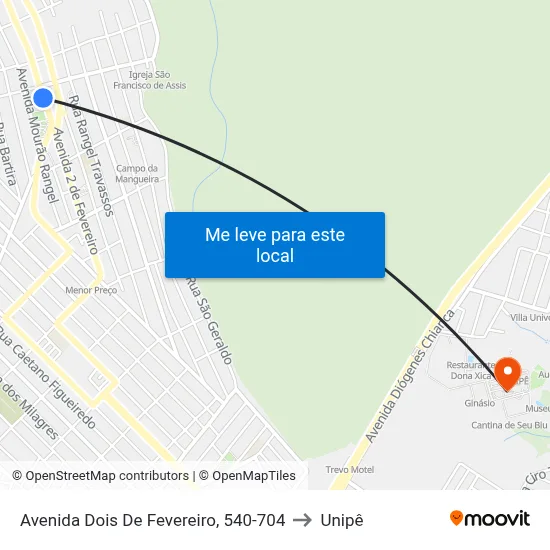 Avenida Dois De Fevereiro, 540-704 to Unipê map