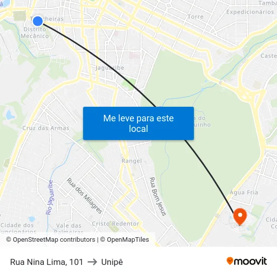 Rua Nina Lima, 101 to Unipê map