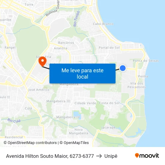 Avenida Hilton Souto Maior, 6273-6377 to Unipê map