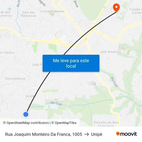 Rua Joaquim Monteiro Da Franca, 1005 to Unipê map