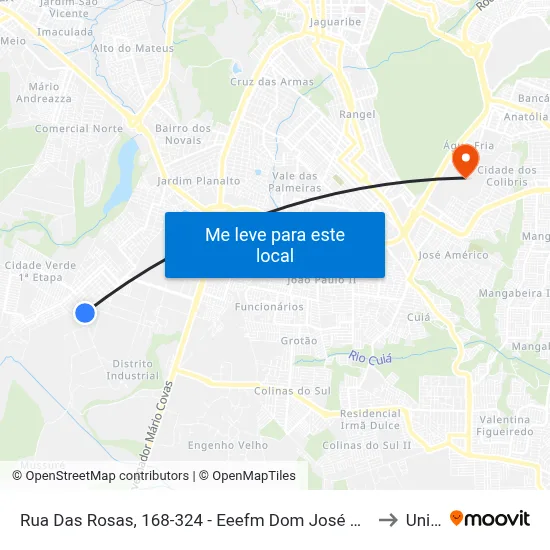 Rua Das Rosas, 168-324 - Eeefm Dom José Maria Pires to Unipê map