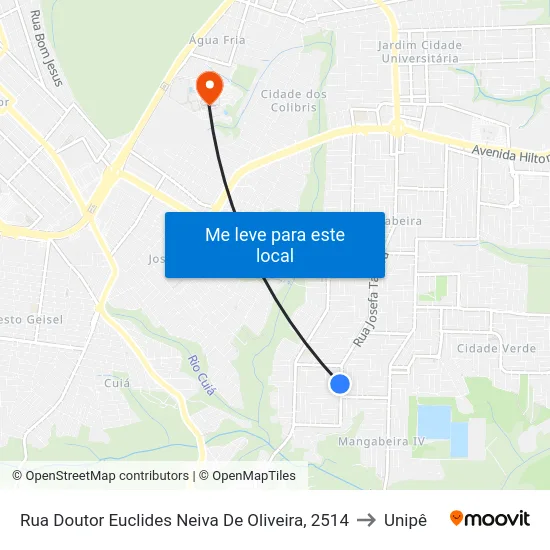 Rua Doutor Euclides Neiva De Oliveira, 2514 to Unipê map