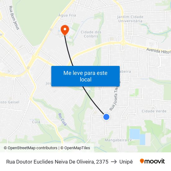 Rua Doutor Euclides Neiva De Oliveira, 2375 to Unipê map