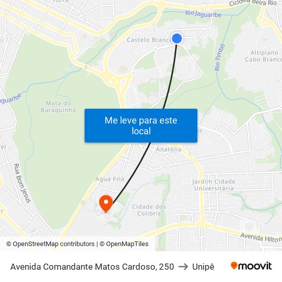 Avenida Comandante Matos Cardoso, 250 to Unipê map