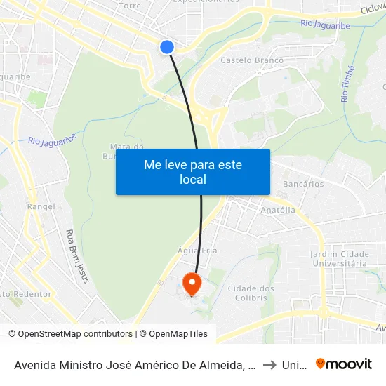 Avenida Ministro José Américo De Almeida, 1352 to Unipê map