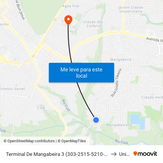 Terminal De Mangabeira 3 (303-2515-5210-5605) to Unipê map