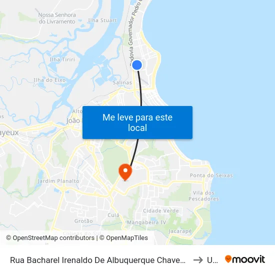 Rua Bacharel Irenaldo De Albuquerque Chaves 401 to Unipê map