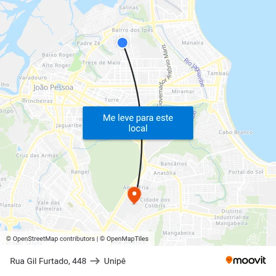Rua Gil Furtado, 448 to Unipê map