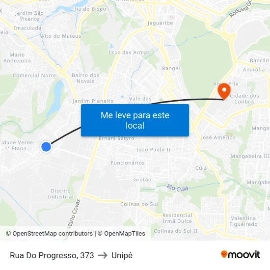Rua Do Progresso, 373 to Unipê map