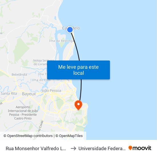 Rua Monsenhor Valfredo Leal, 52 | Ponto Final Da Linha 5101 - Cabedelo to Universidade Federal Da Paraíba - Campus Mangabeira map