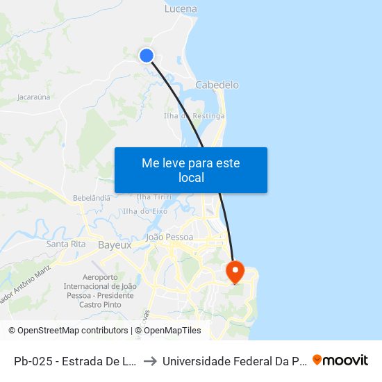 Pb-025 - Estrada De Lucena - Parada 26pb-025 to Universidade Federal Da Paraíba - Campus Mangabeira map