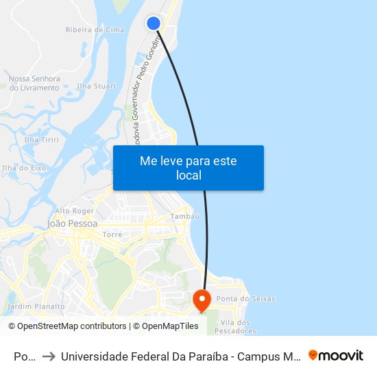 Poço to Universidade Federal Da Paraíba - Campus Mangabeira map