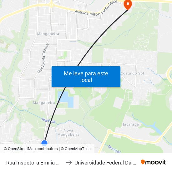 Rua Inspetora Emília Mendonça Gomes, 698-716 to Universidade Federal Da Paraíba - Campus Mangabeira map