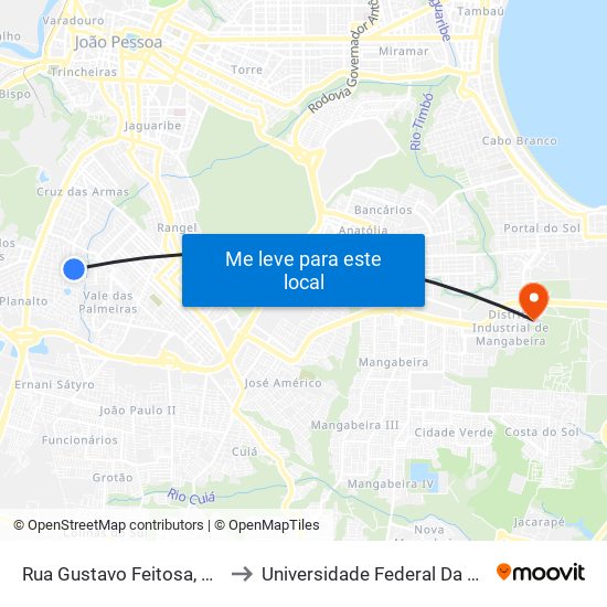 Rua Gustavo Feitosa, 60 | Terminal Da Rua Do Rio to Universidade Federal Da Paraíba - Campus Mangabeira map
