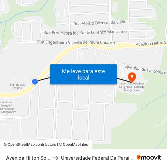 Avenida Hílton Souto Maior, 4700 to Universidade Federal Da Paraíba - Campus Mangabeira map