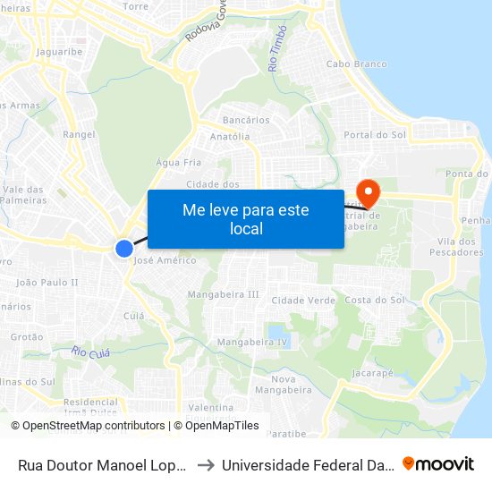 Rua Doutor Manoel Lopes De Carvalho, 250 | Atacadão to Universidade Federal Da Paraíba - Campus Mangabeira map