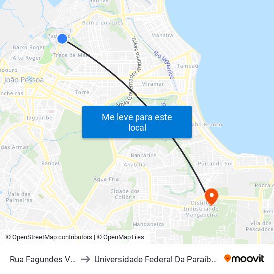 Rua Fagundes Varela, 77-137 to Universidade Federal Da Paraíba - Campus Mangabeira map