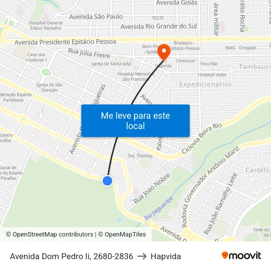 Avenida Dom Pedro Ii, 2680-2836 to Hapvida map