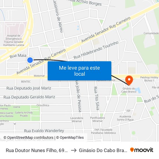 Rua Doutor Nunes Filho, 69-119 to Ginásio Do Cabo Branco map