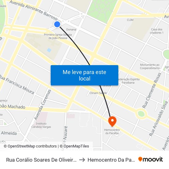 Rua Corálio Soares De Oliveira, 433 to Hemocentro Da Paraíba map