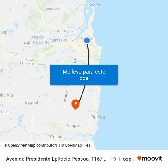 Avenida Presidente Epitácio Pessoa, 1167 - Uninassau to Hospital map