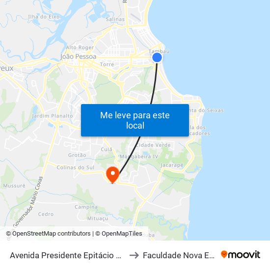 Avenida Presidente Epitácio Pessoa, 4910 to Faculdade Nova Esperança map