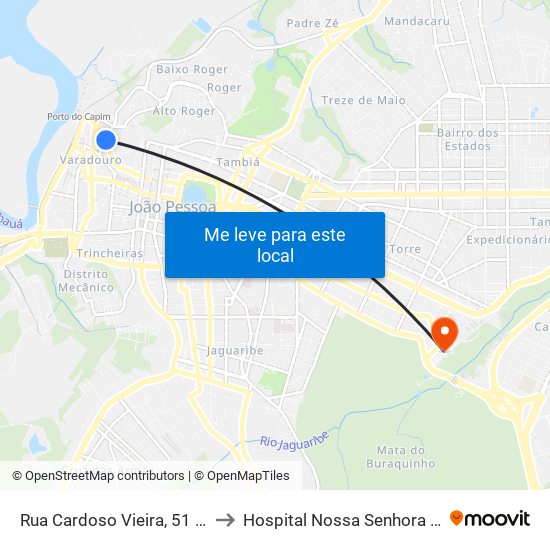 Rua Cardoso Vieira, 51 | Parada 5 to Hospital Nossa Senhora Das Neves map