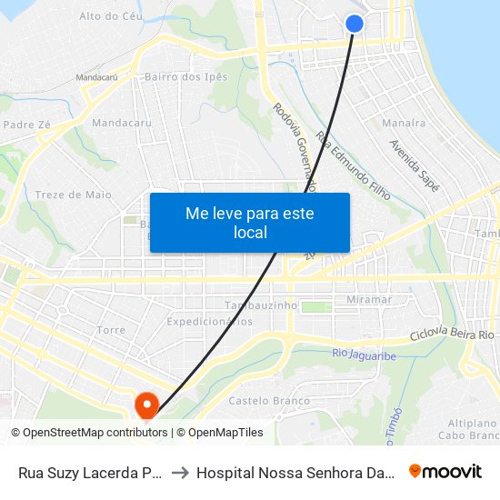 Rua Suzy Lacerda Pereira to Hospital Nossa Senhora Das Neves map