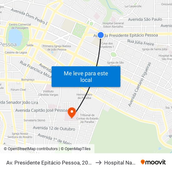 Av. Presidente Epitácio Pessoa, 208 | Colégio Nossa Senhora De Lourdes to Hospital Napoleão Laureano map