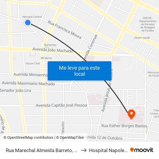 Rua Marechal Almeida Barreto, 515 | Mercado Central to Hospital Napoleão Laureano map