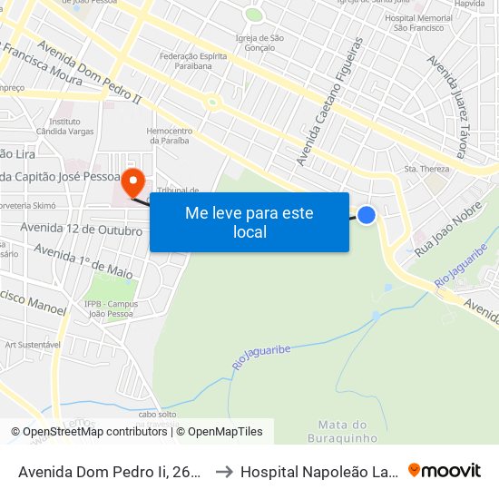 Avenida Dom Pedro Ii, 2680-2836 to Hospital Napoleão Laureano map