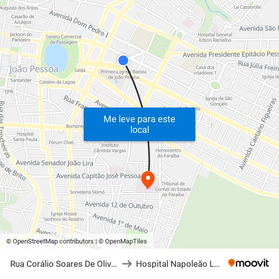 Rua Corálio Soares De Oliveira, 433 to Hospital Napoleão Laureano map