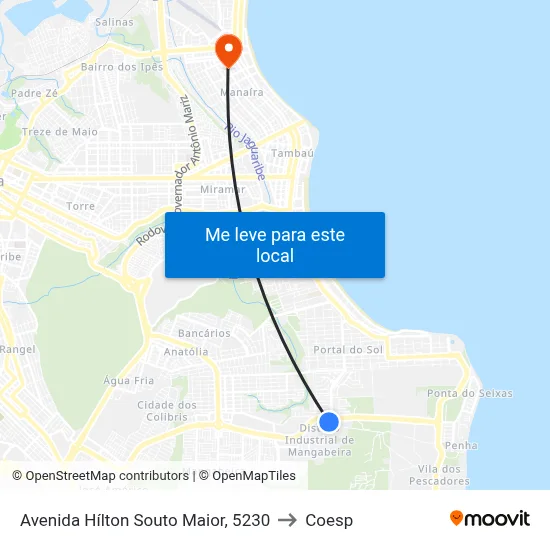 Avenida Hílton Souto Maior, 5230 to Coesp map