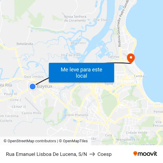 Rua Emanuel Lisboa De Lucena, S/N to Coesp map