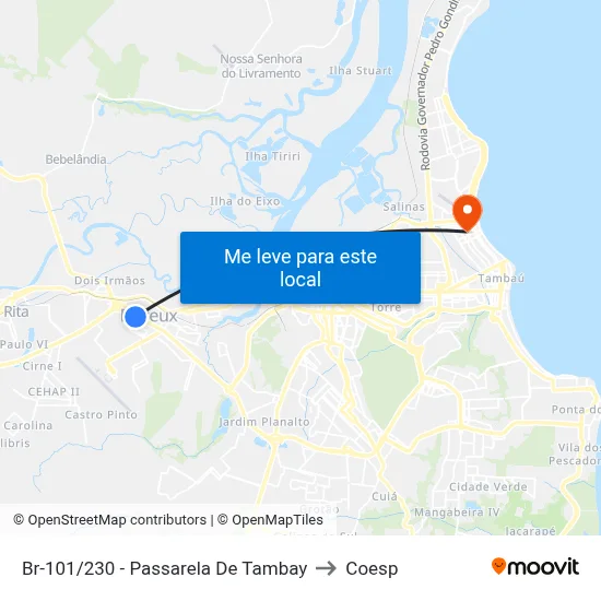 Br-101/230 - Passarela De Tambay to Coesp map