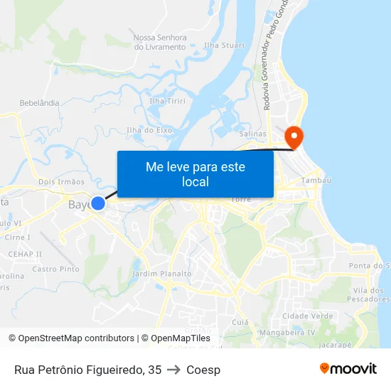 Rua Petrônio Figueiredo, 35 to Coesp map