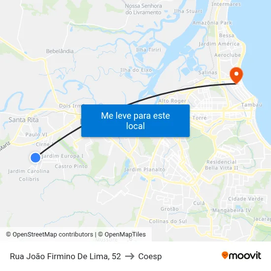 Rua João Firmino De Lima, 52 to Coesp map
