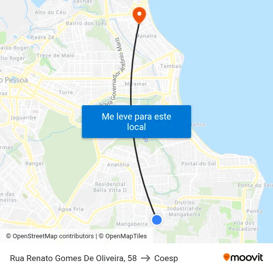 Rua Renato Gomes De Oliveira, 58 to Coesp map