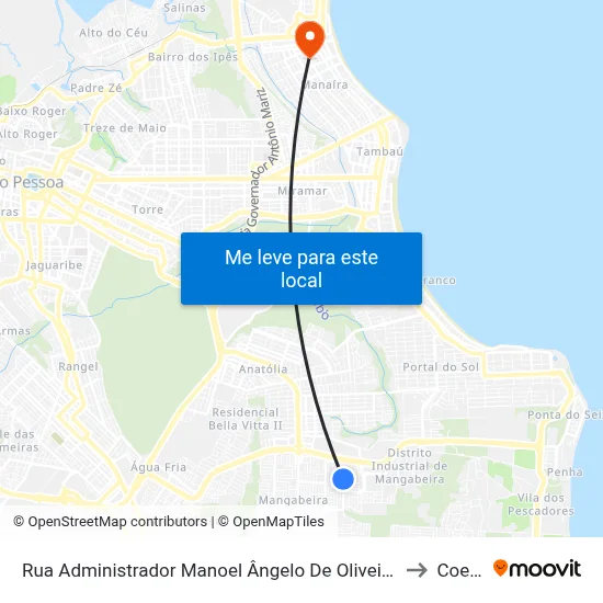 Rua Administrador Manoel Ângelo De Oliveira, 184 to Coesp map