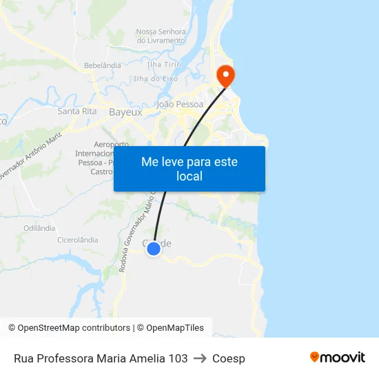 Rua Professora Maria Amelia 103 to Coesp map